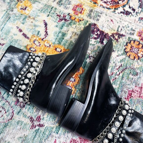 Zara Pearl Chain Ankle Boots - Picture 3 of 7